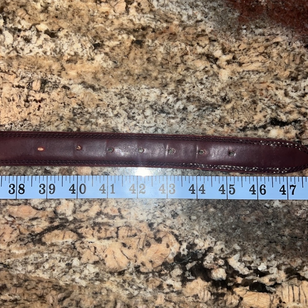 44” Maroon Leather Belt in VG Condition - Picture 3 of 7